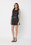 Sequin Work Tweed Short Pant PANTS Gracia Fashion 