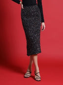Sequined Midi Pencil Skirt SKIRT Gracia Fashion BLACK S 