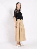 Sheer Crew Neck Mesh Crop Top with Side Zipper TOP Gracia Fashion 