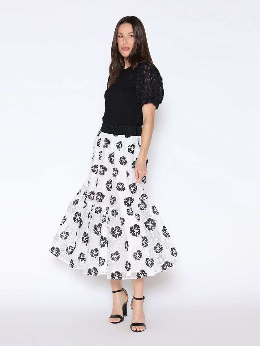 Sheer Floral A-Line Skirt SKIRT Gracia Fashion 