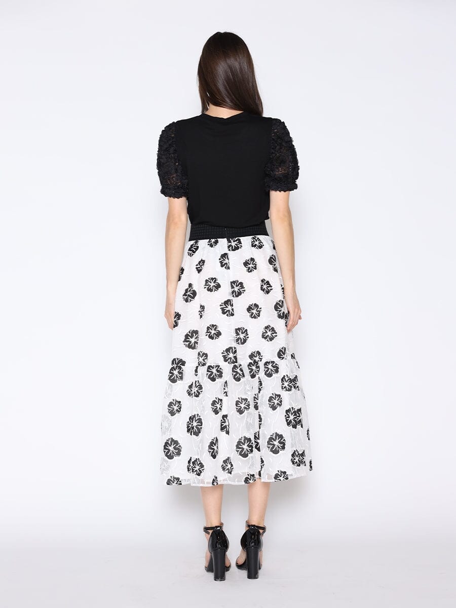 Sheer Floral A-Line Skirt SKIRT Gracia Fashion 