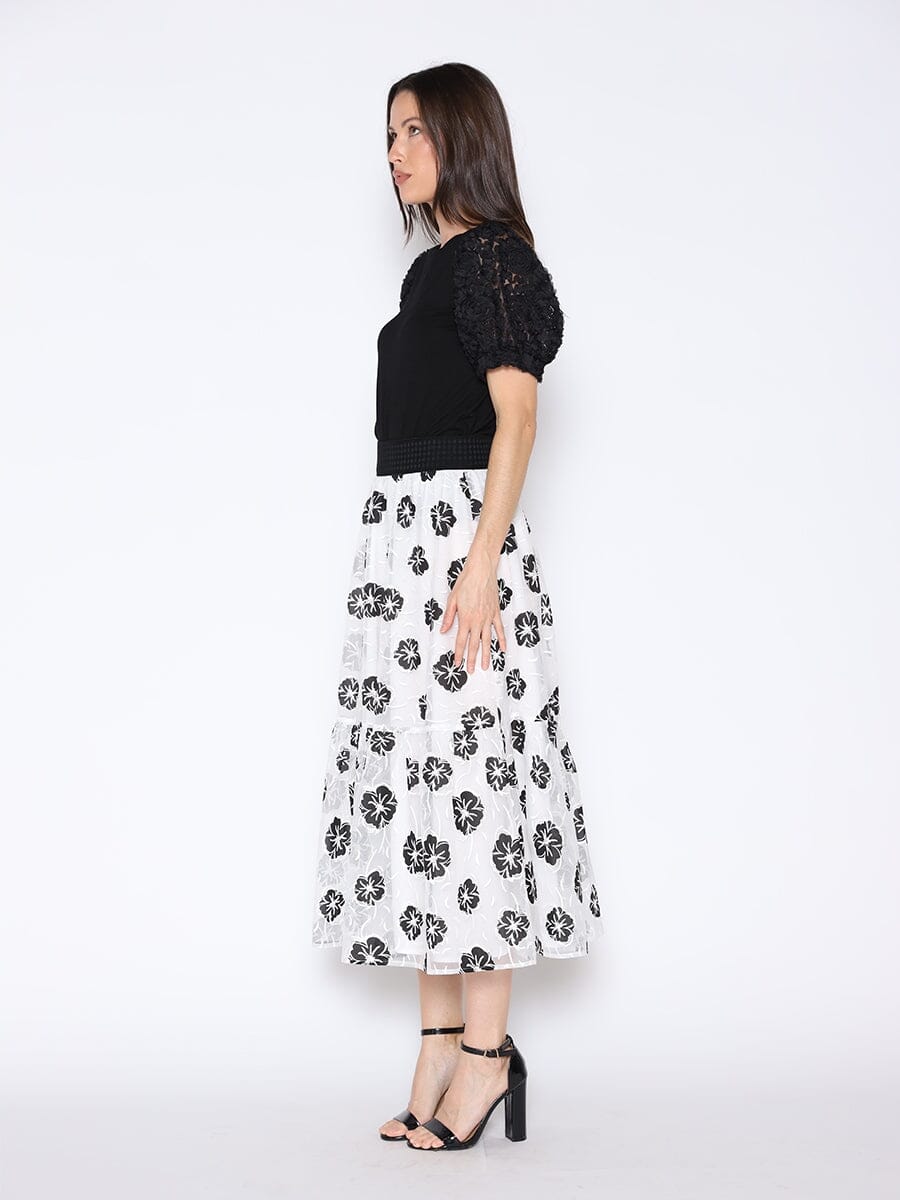 Sheer Floral A-Line Skirt SKIRT Gracia Fashion 