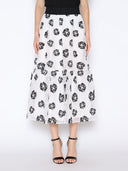 Sheer Floral A-Line Skirt SKIRT Gracia Fashion WHITE S 