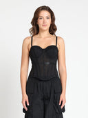 Sheer Mesh Detailing Corset Top TOP Gracia Fashion 