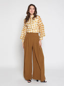 Sheer Polka Dot Pattern Top W/Front Patch Pockets TOP Gracia Fashion 