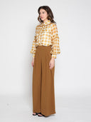 Sheer Polka Dot Pattern Top W/Front Patch Pockets TOP Gracia Fashion 