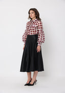 Sheer Polka Dot Pattern Top W/Front Patch Pockets TOP Gracia Fashion 