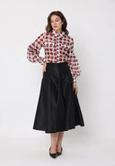 Sheer Polka Dot Pattern Top W/Front Patch Pockets TOP Gracia Fashion 