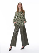 Shell Print Ruffle Neck Tie Blouse TOP Gracia Fashion 