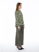 Shell Print Ruffle Neck Tie Blouse TOP Gracia Fashion 