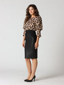 Shimmer Contrast Pencil Midi Skirt SKIRT Gracia Fashion 