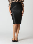 Shimmer Contrast Pencil Midi Skirt SKIRT Gracia Fashion BLACK S 