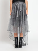Shiny Mesh Full Skirt SKIRT Gracia Fashion SILVER S 