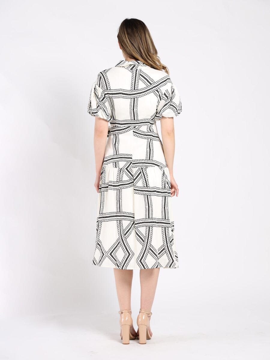 Shirt collar half sleeve printed dress DRESS Gracia Fashion 