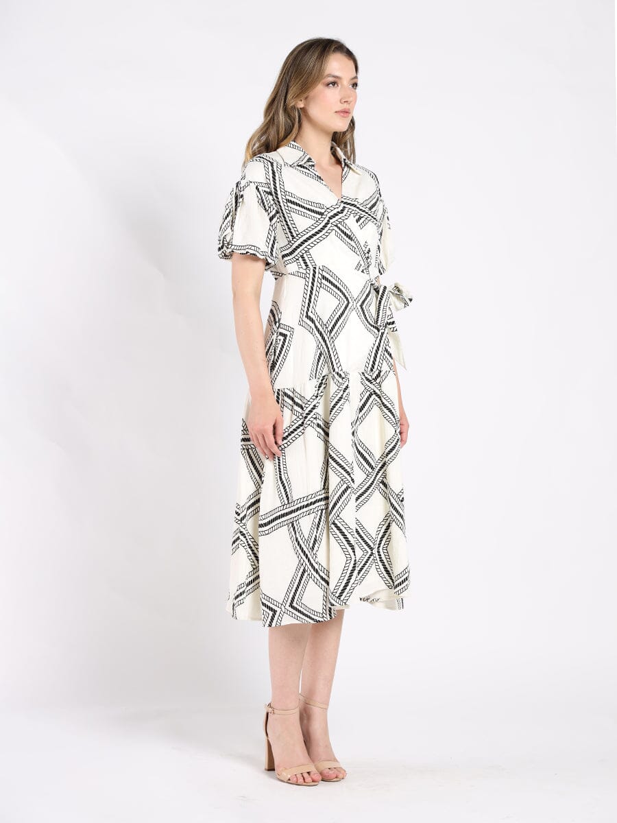 Shirt collar half sleeve printed dress DRESS Gracia Fashion 