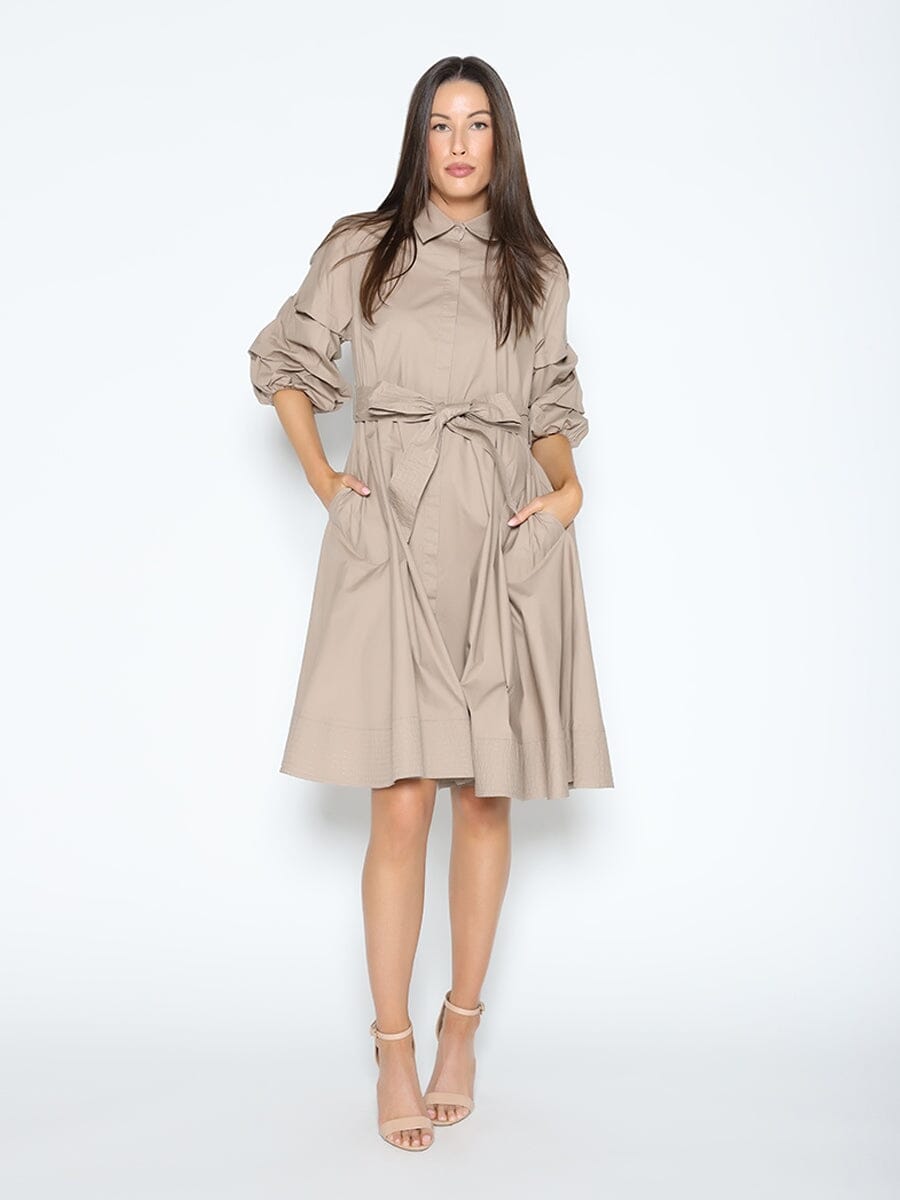 Shirt Dress (EVEN LENGHT) DRESS Gracia Fashion BEIGE S 