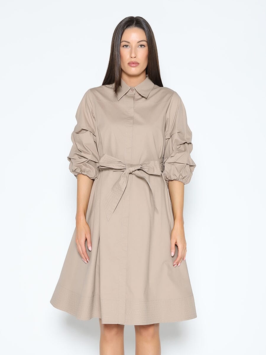 Shirt Dress (EVEN LENGHT) DRESS Gracia Fashion BEIGE S 