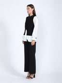Shirt Sleeves Mixed Knit Top With Front Slit TOP Gracia Fashion 