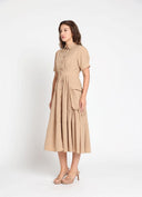 Short Sleeve Button Down Collared Dress DRESS Gracia Fashion 
