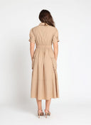 Short Sleeve Button Down Collared Dress DRESS Gracia Fashion 