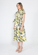 Short Sleeve Button Down Printed Midi Dress DRESS Gracia Fashion 