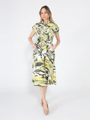 Short Sleeve Button Down Printed Midi Dress DRESS Gracia Fashion 