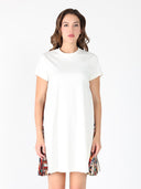 Short Sleeve Dress with Side Zipper Print Pleats DRESS Gracia Fashion WHITE S 