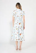 Short Sleeve Elastic Waist Belted Dress DRESS Gracia Fashion 