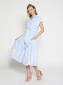 Short Sleeve Embroidered Bottom Stripe Dress DRESS Gracia Fashion 