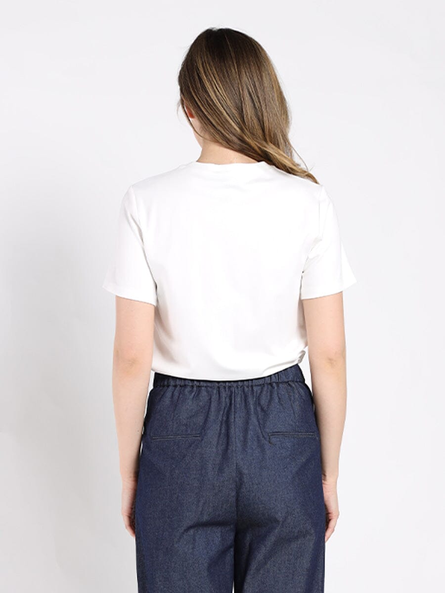 Short sleeve Flower Applique &amp; stone work Top TOP Gracia Fashion 