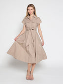 Short Sleeve Front Pockets Dress with Belt DRESS Gracia Fashion 