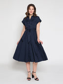 Short Sleeve Front Pockets Dress with Belt DRESS Gracia Fashion 