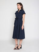 Short Sleeve Front Pockets Dress with Belt DRESS Gracia Fashion 