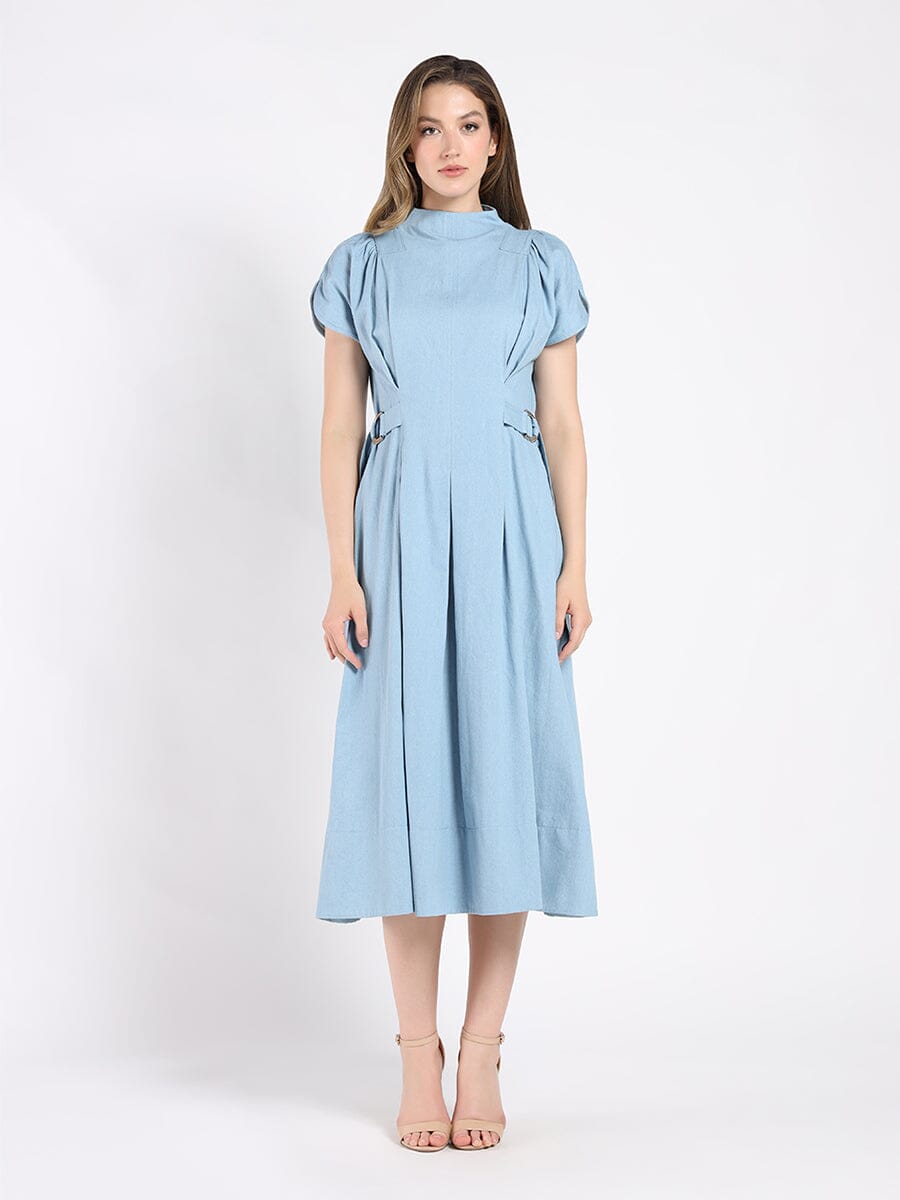 Short sleeve high-neck round dress DRESS Gracia Fashion DENIM S 