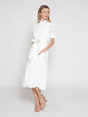 Short Sleeve Lace Embroidered Midi Dress DRESS Gracia Fashion 