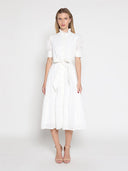 Short Sleeve Lace Embroidered Midi Dress DRESS Gracia Fashion WHITE S 