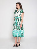 Short sleeve printed dress with elastic back DRESS Gracia Fashion 