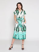Short sleeve printed dress with elastic back DRESS Gracia Fashion 