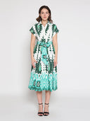 Short sleeve printed dress with elastic back DRESS Gracia Fashion GREEN S 