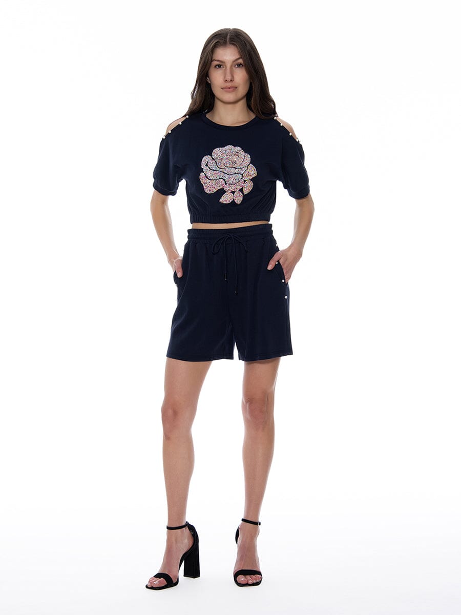 SHORT SOLID PANT W/ DRAWSTING ELASTIC WAIST PANTS Gracia Fashion 