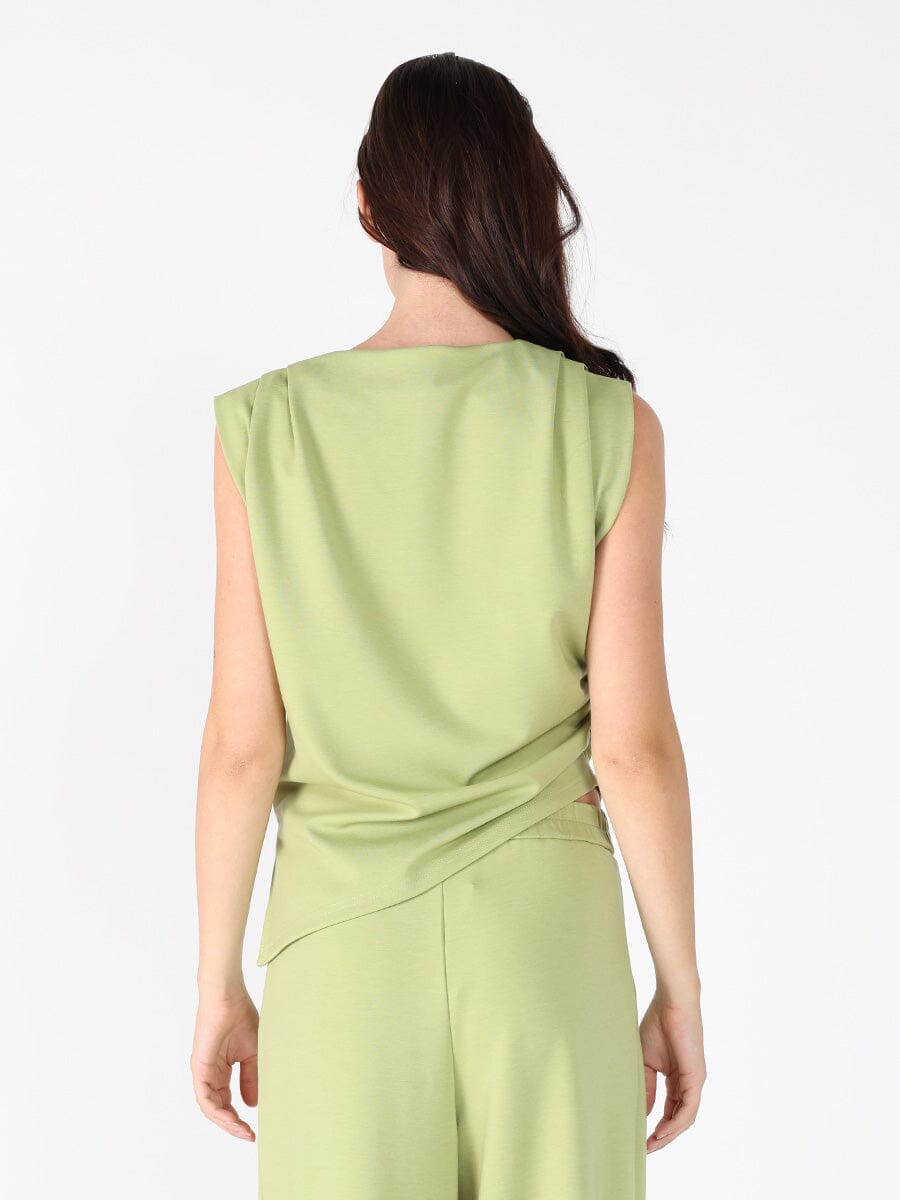 Shoulder Gathered Drape Bottom Top TOP Gracia Fashion 