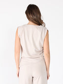 Shoulder Gathered Drape Bottom Top TOP Gracia Fashion 