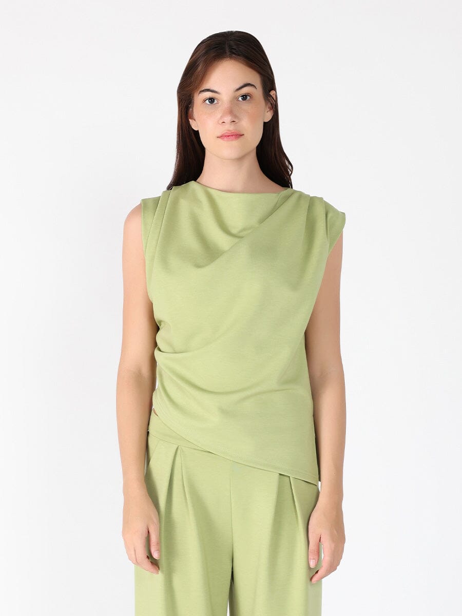 Shoulder Gathered Drape Bottom Top TOP Gracia Fashion SAGE S 