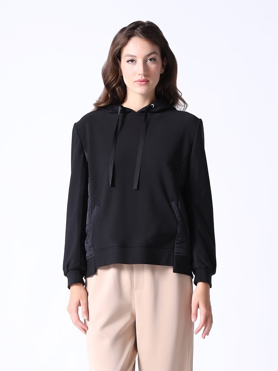 Side-Back Puffer Comfort Regular Fit Hoodie TOP Gracia Fashion BLACK S 