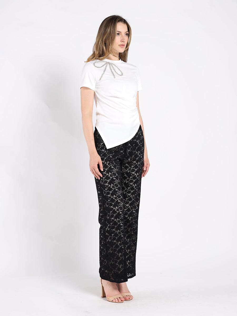 Side Drape T-shirt TOP Gracia Fashion 