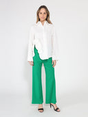SIde flower detail button down long sleeve top TOP Gracia Fashion 