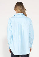SIde flower detail button down long sleeve top TOP Gracia Fashion 