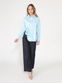 SIde flower detail button down long sleeve top TOP Gracia Fashion 