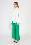 SIde flower detail button down long sleeve top TOP Gracia Fashion 