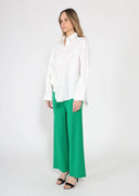 SIde flower detail button down long sleeve top TOP Gracia Fashion 